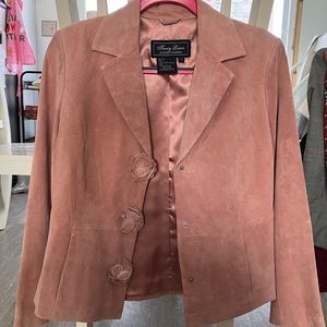 Terry Lewis Classic Luxuries Blazer Barbie Core Pink 100% Leather Suede Roses